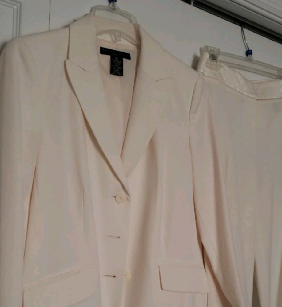 New Ladies Cream Pant Suit Sz 8P